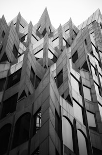 grayscale photo of concrete structure