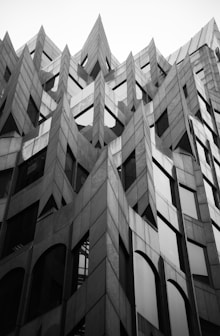 grayscale photo of concrete structure