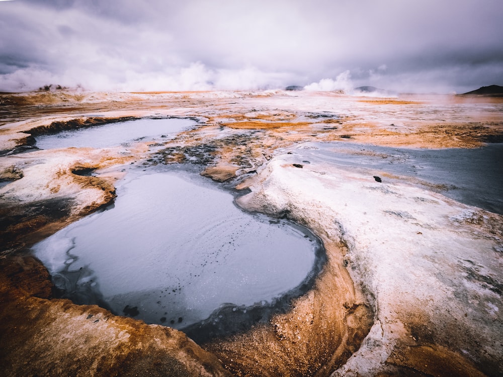 lake under white clouds