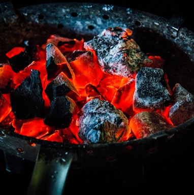 burning charcoals