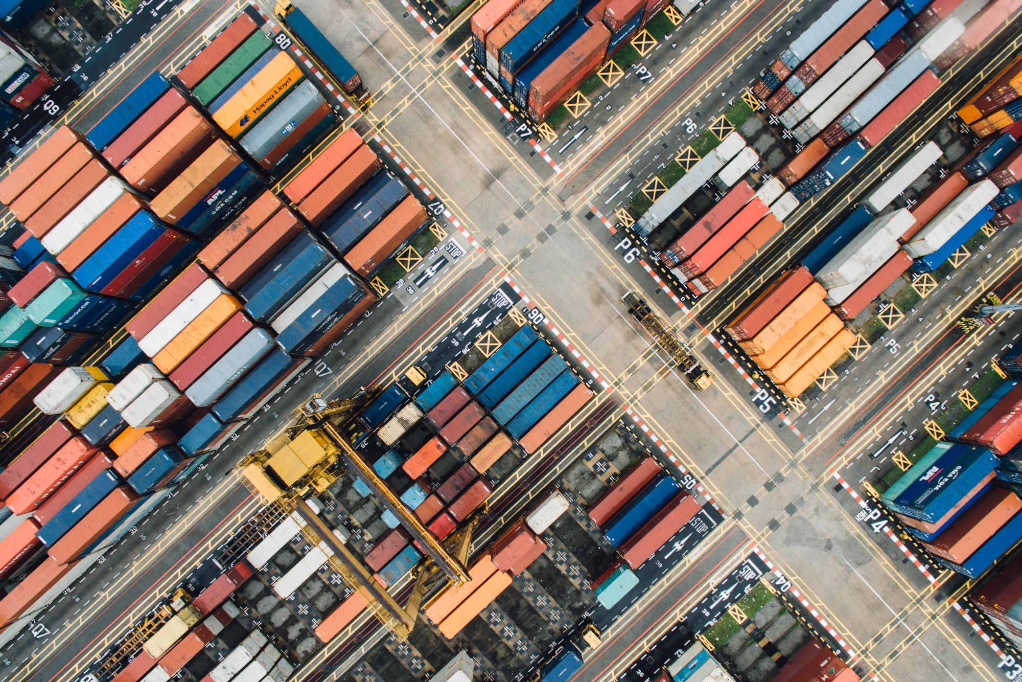 Aerial view of a container yard