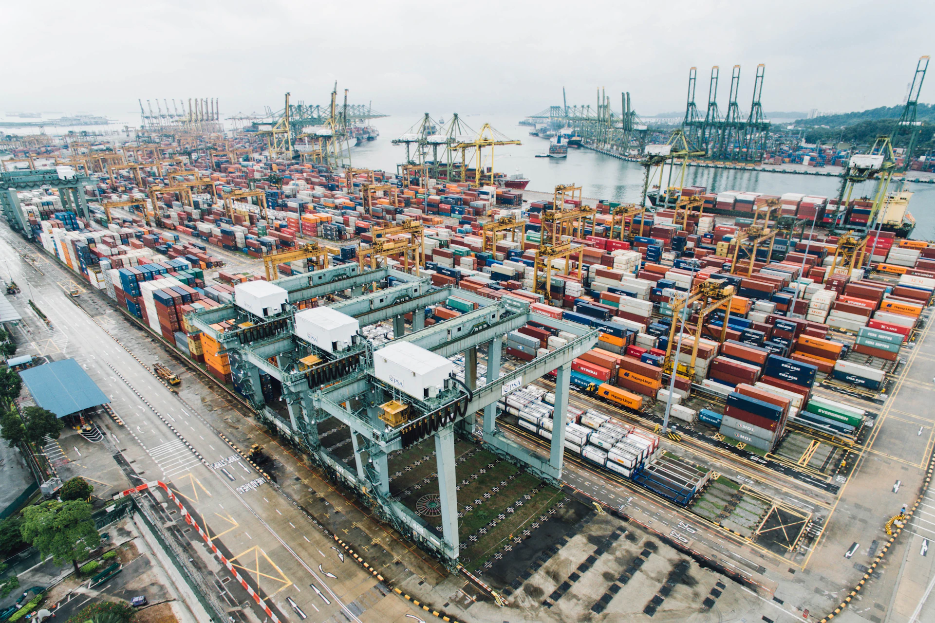 Chargement de conteneurs frigorifiques sur le terminal portuaire