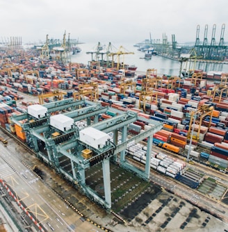 intermodal containers on dock