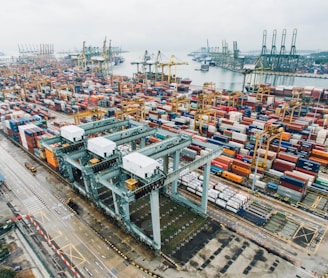 intermodal containers on dock