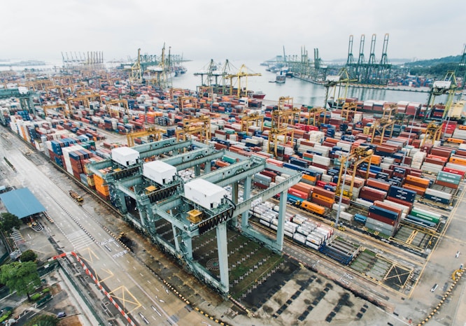 intermodal containers on dock