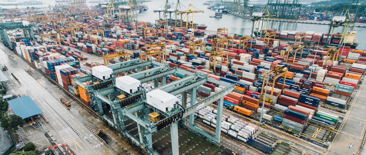 intermodal containers on dock