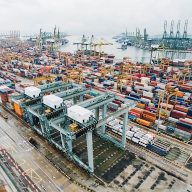 intermodal containers on dock