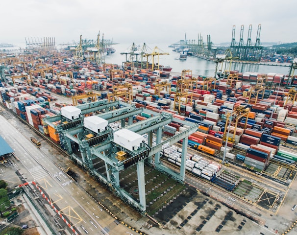 intermodal containers on dock