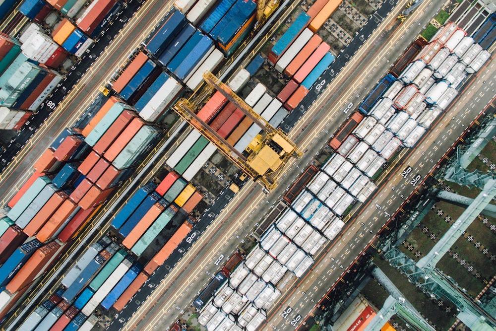 assorted shipping trailers in port