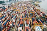 aerial photo of cargo crates