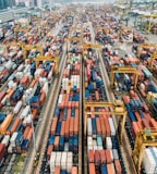 aerial photo of cargo crates