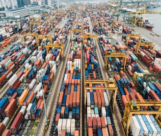 aerial photo of cargo crates