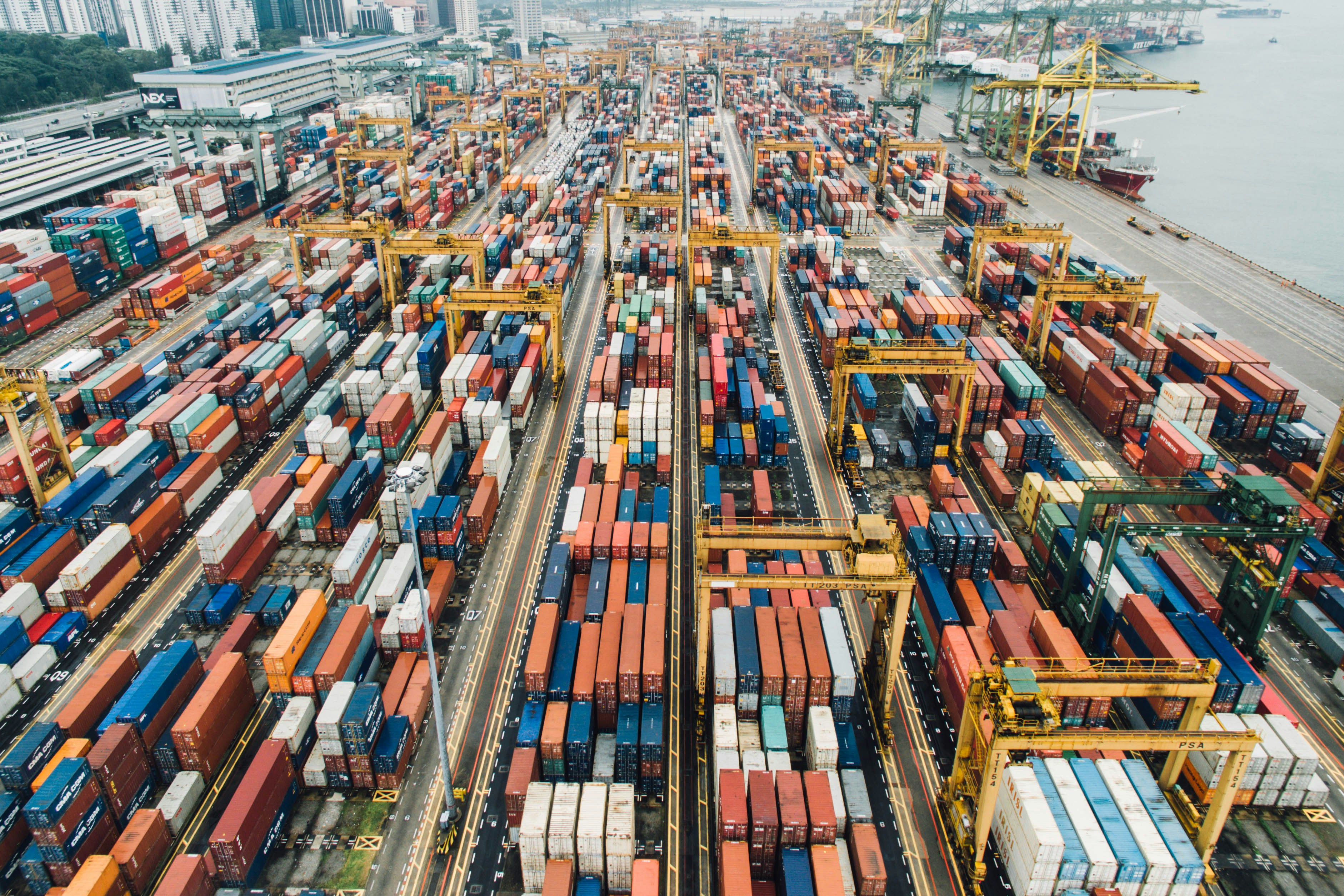 Shipyard and containers in Singapore’s bay areas