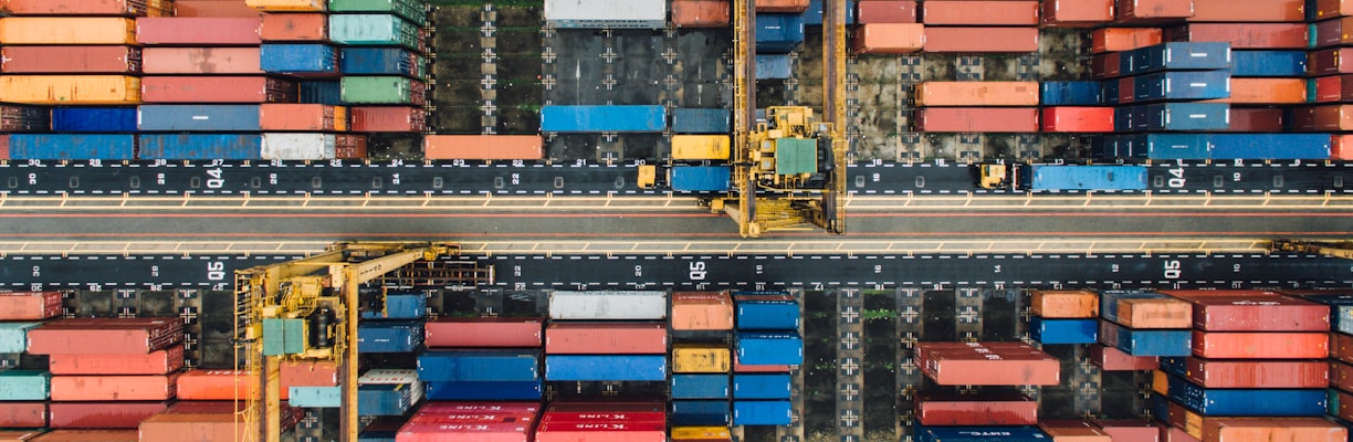 aerial photo of pile of enclose trailer