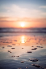 reflection of sunset on beachshore