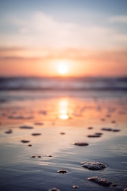 reflection of sunset on beachshore