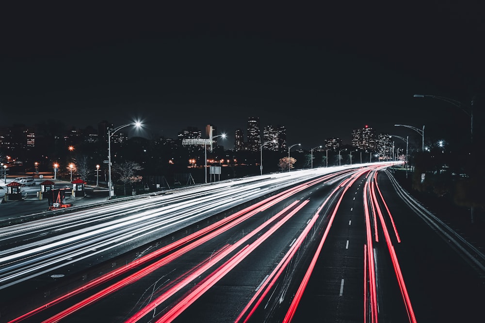 time lapse photography of road