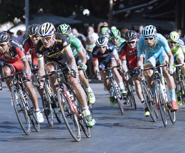 group of men on cycling race