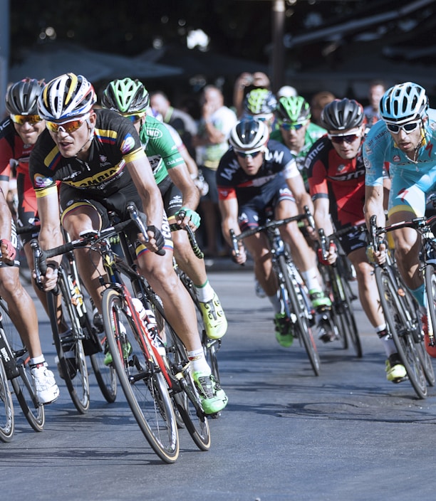 group of men on cycling race