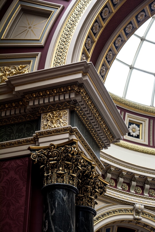 white, maroon, and black concrete building in The National Gallery United Kingdom