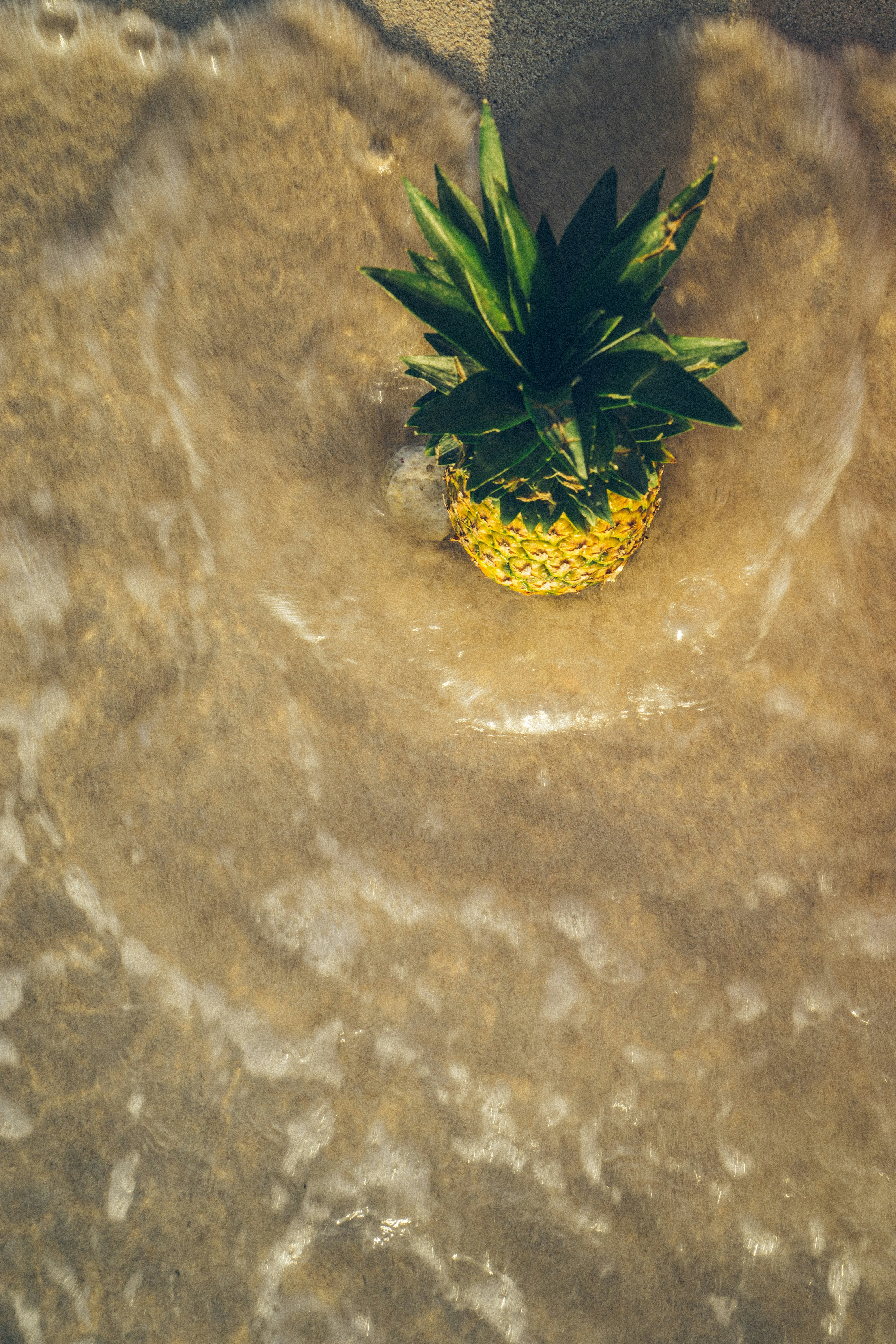 pineapple on brown surface