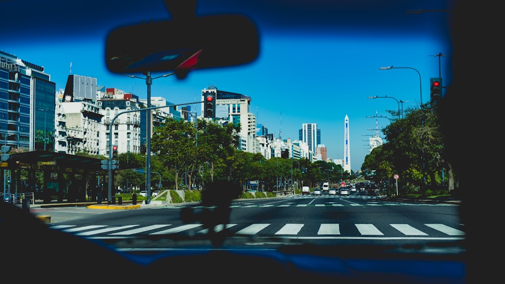 dashboard view of pedestrian crossing