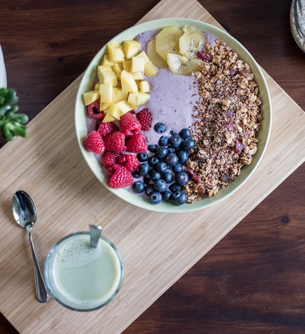 flat lay photography of fruits on plate