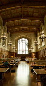 Scholars collaborating in a sunlit library, surrounded by books and notes, focused on advancing knowledge.
