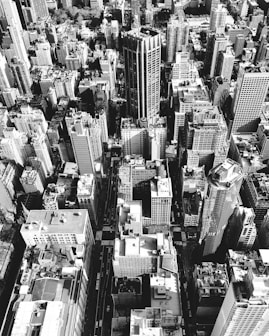 aerial grayscale photography of buildings