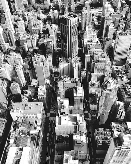 aerial grayscale photography of buildings