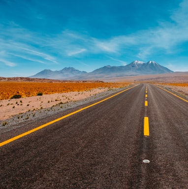 lone road going to mountains