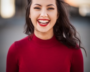 closeup photography of woman smiling