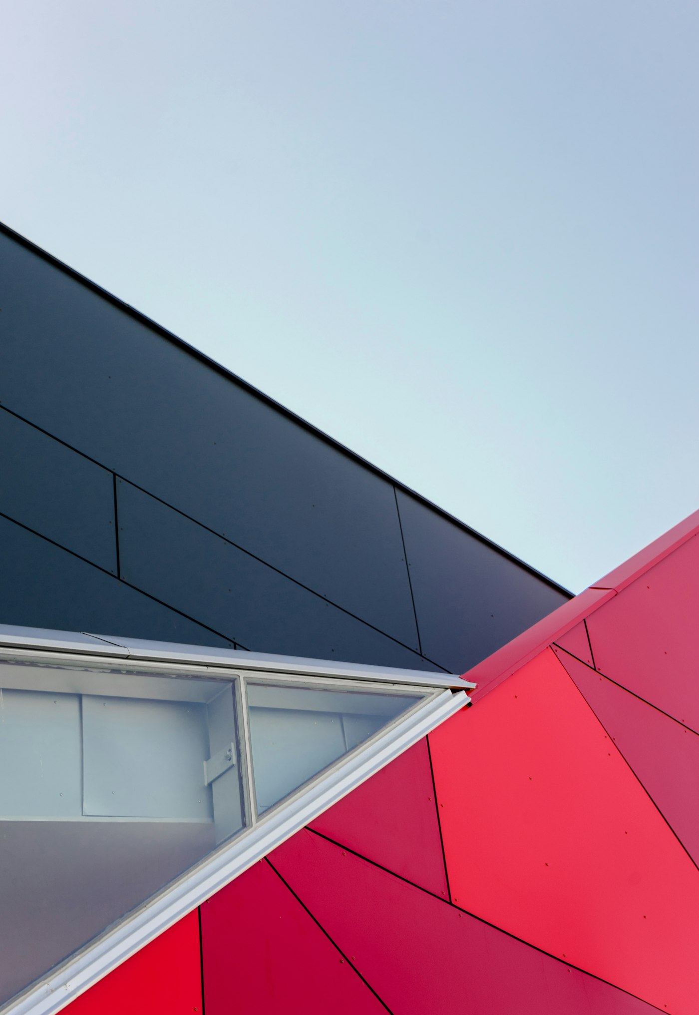 Architectural facade with geometric shadows