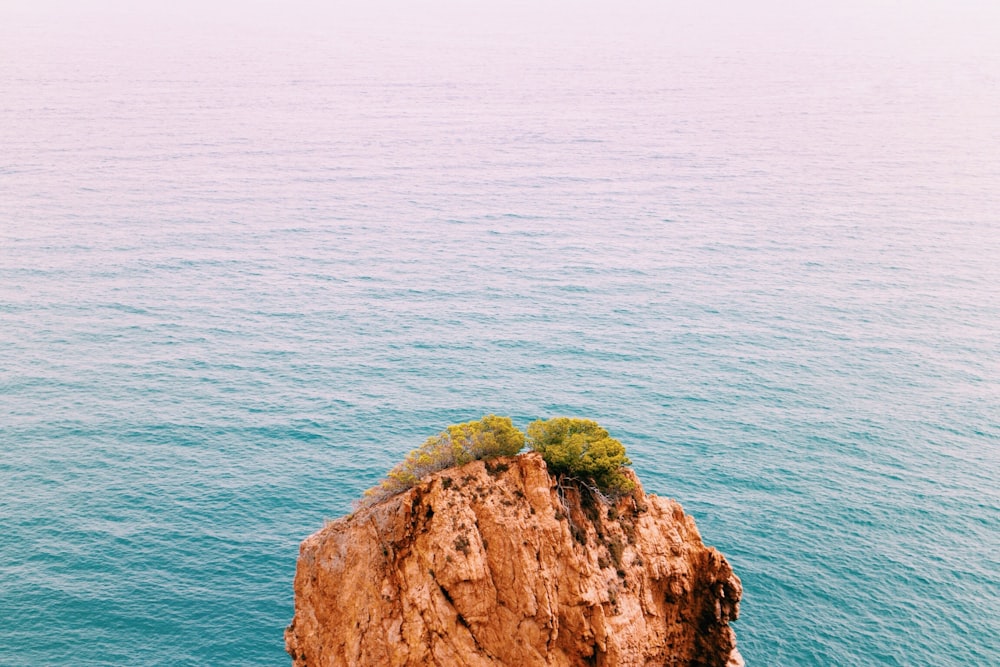 brown rock mountain on body of water