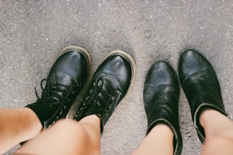 A pair of powered exoskeleton-compatible shoes.