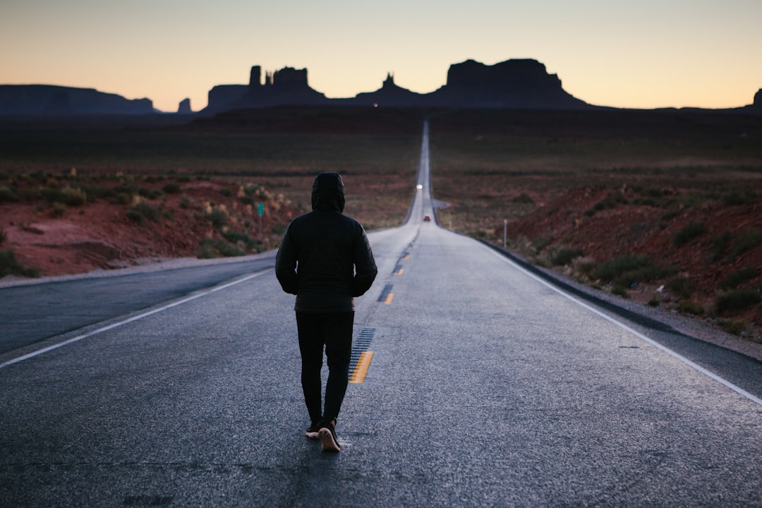 My friend walking into the sunset.