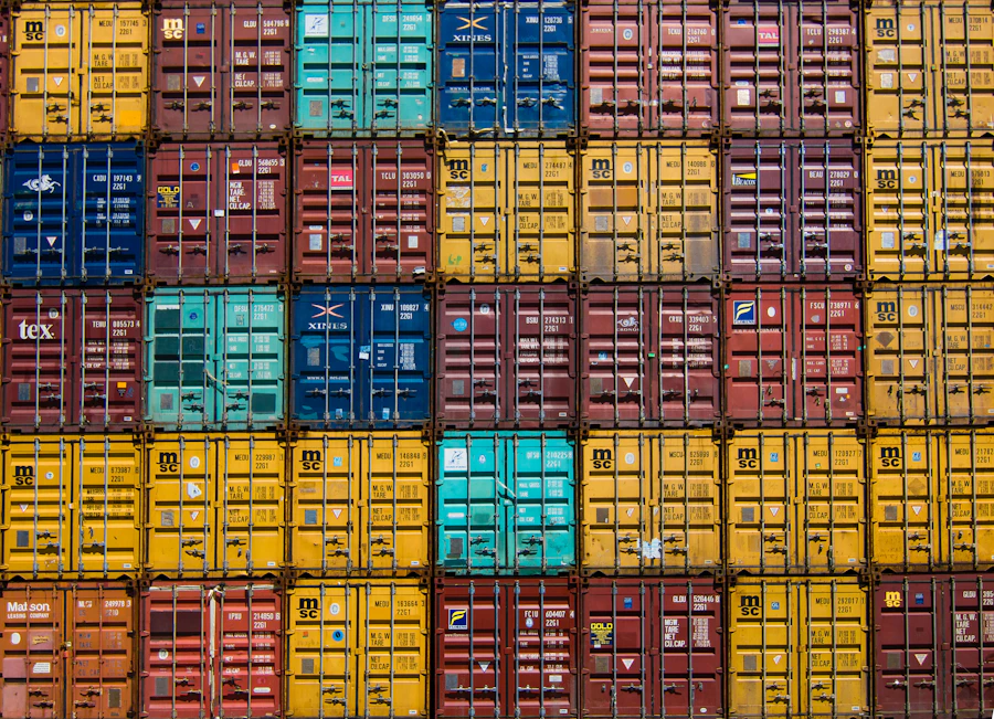 Stacked shipping containers from global suppliers