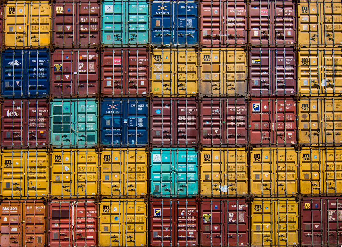 Stacked shipping containers — international export