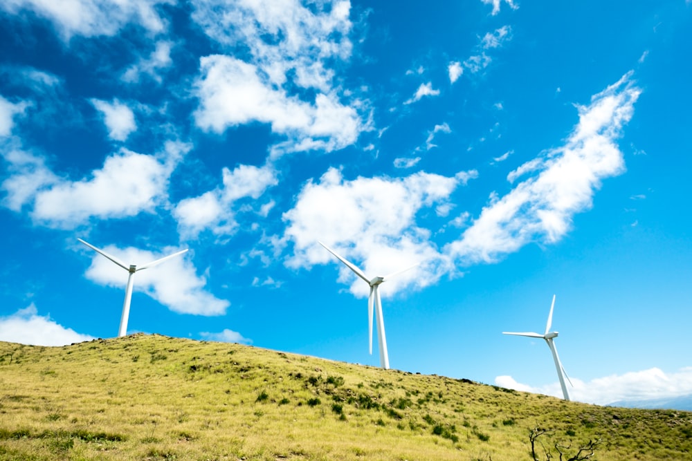 three windmills on top of the hill