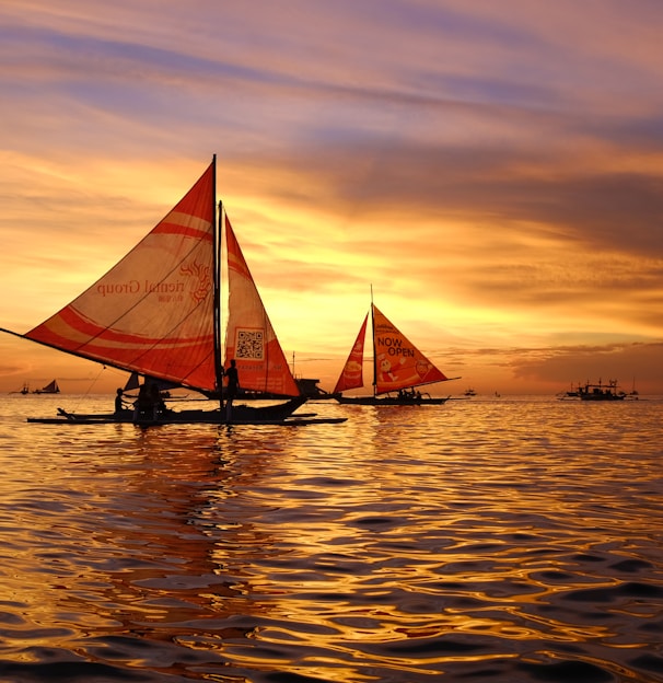 silhouette of sail boats floating on body of water
