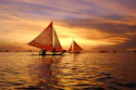 silhouette of sail boats floating on body of water