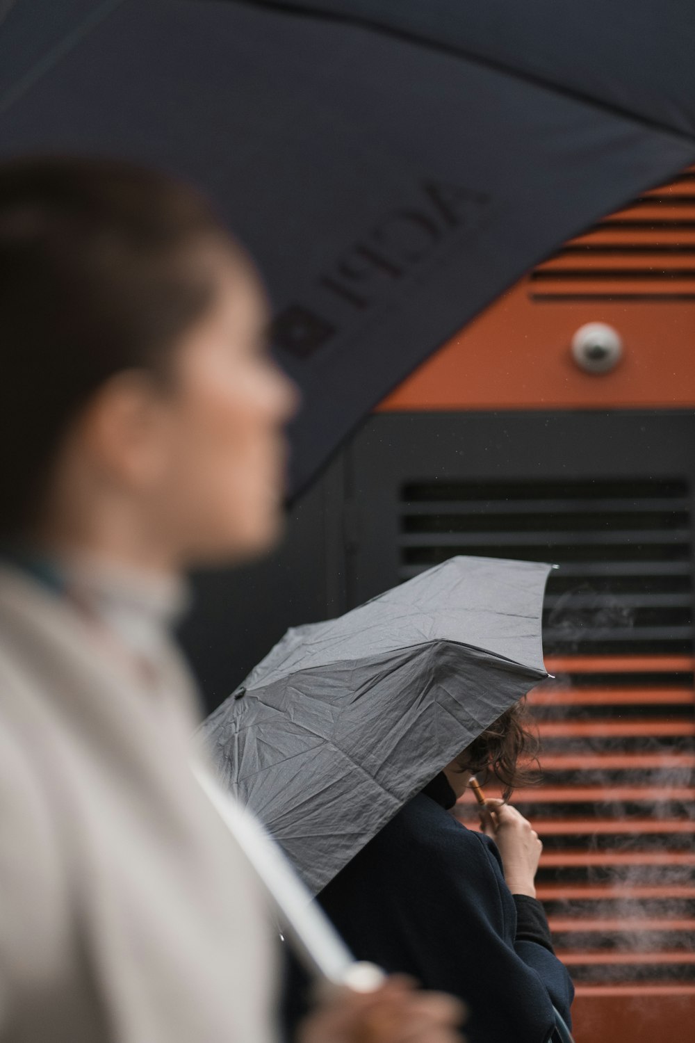 woman holding umbrella