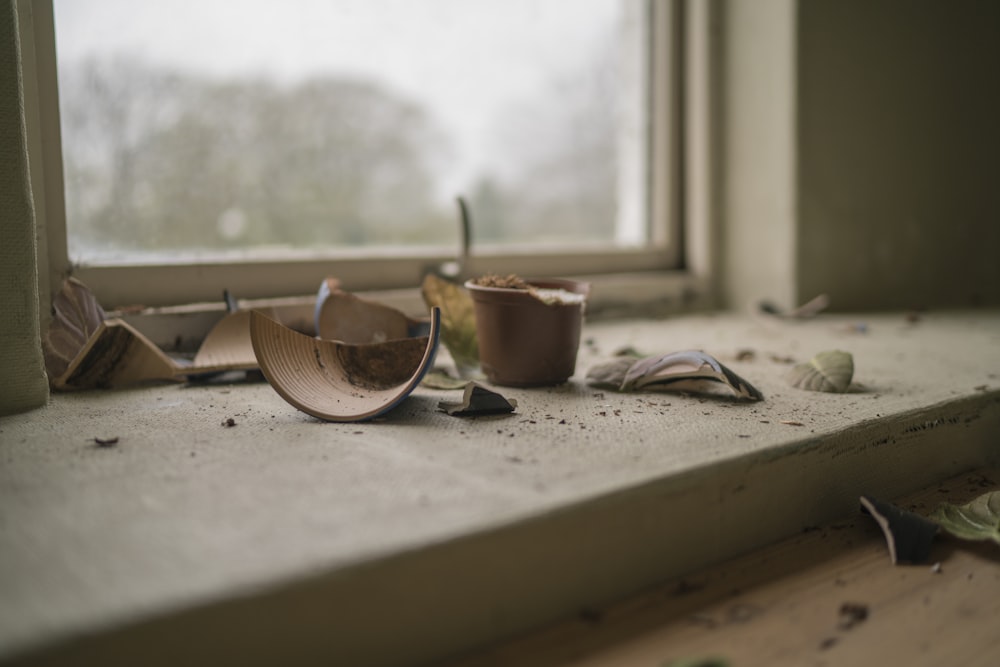 broken pot near mirror