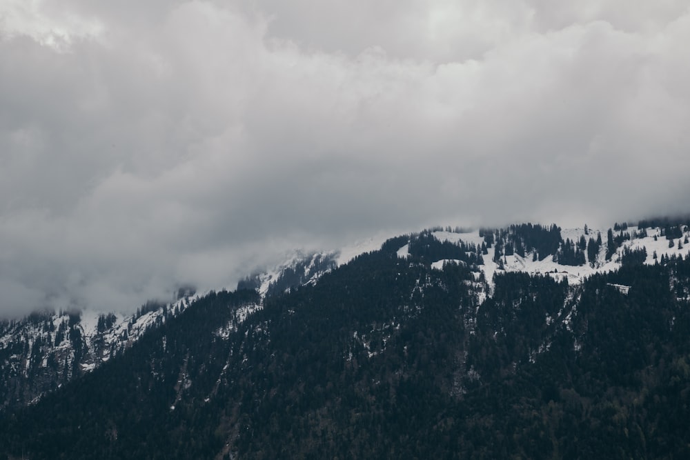 Schwarzer Berg mit Schnee bedeckt