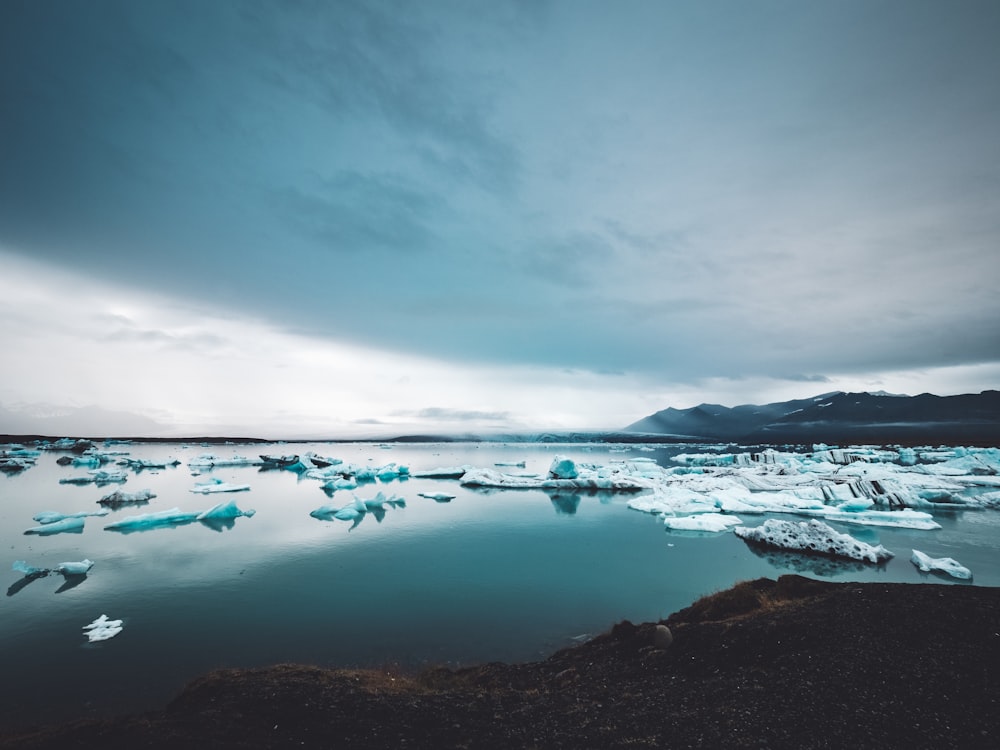 ice bergs on body of water