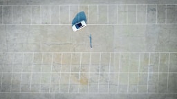 aerial view of white car