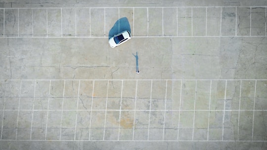 aerial view of white car