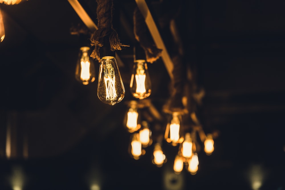 selective focus photography of rope lamp