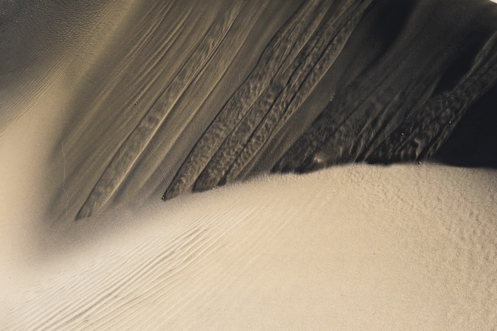Macro shot of wavy texture and wind patterns in the sand