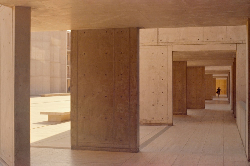 brown wooden door near white wooden bench